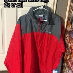 Columbia Red and Gray Men's Lightweight Windbreaker Jacket
